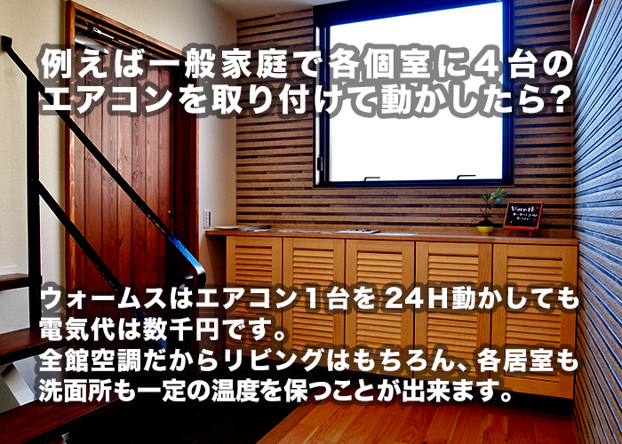 一般家庭で、例えば各個室に4台のエアコンを取り付けて動かしたら?