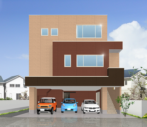 完全予約制 ３台並列駐車できる重量鉄骨３階建てエレベーター付ビルトインガレージ 完成見学会 静岡の重量鉄骨住宅 注文住宅ならアイディースリーの池田建設 地震に強い住宅 津波対策住宅 ３階建狭小住宅